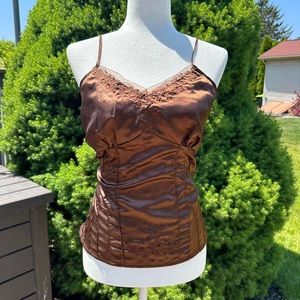 VINTAGE BROWN EMBROIDERED TANK